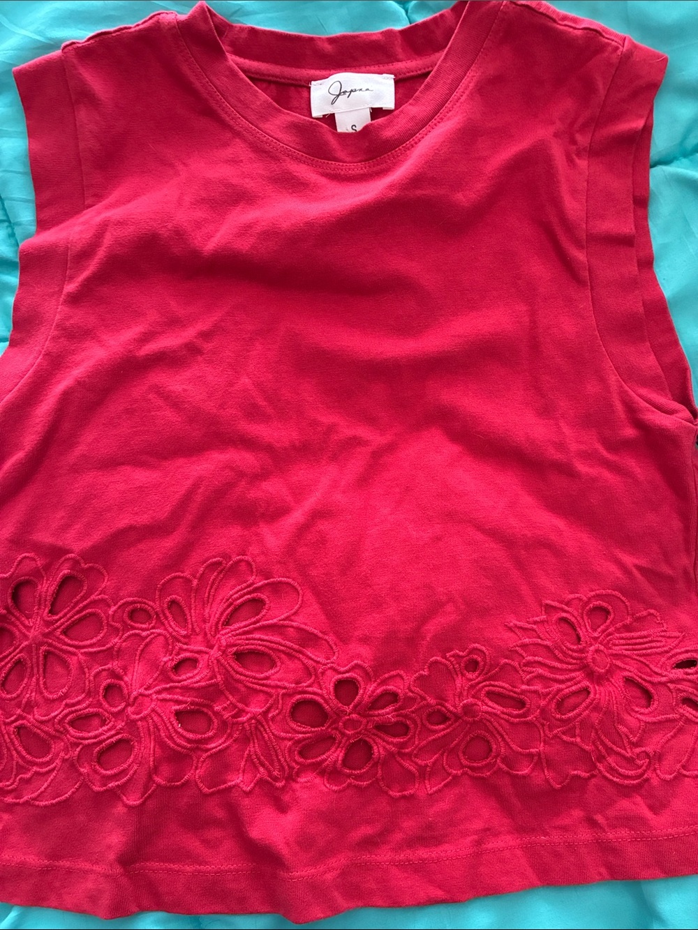 Japna Women’s Sleeveless Tank with Floral Cutwork